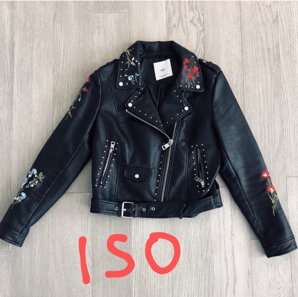 Mango Jackets & Blazers - ISO - Mango Faux Leather Floral Jacket